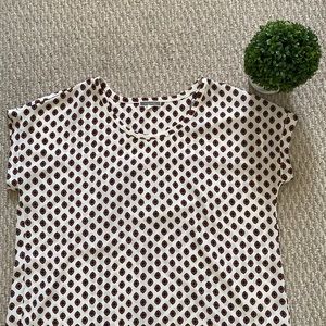 Pleione Patterned White Short-Sleeve Blouse